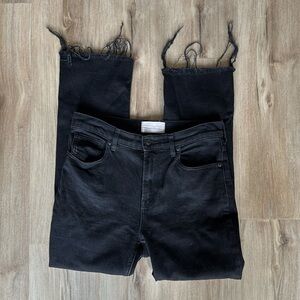 Everlane washed black denim jeans raw hem size 28